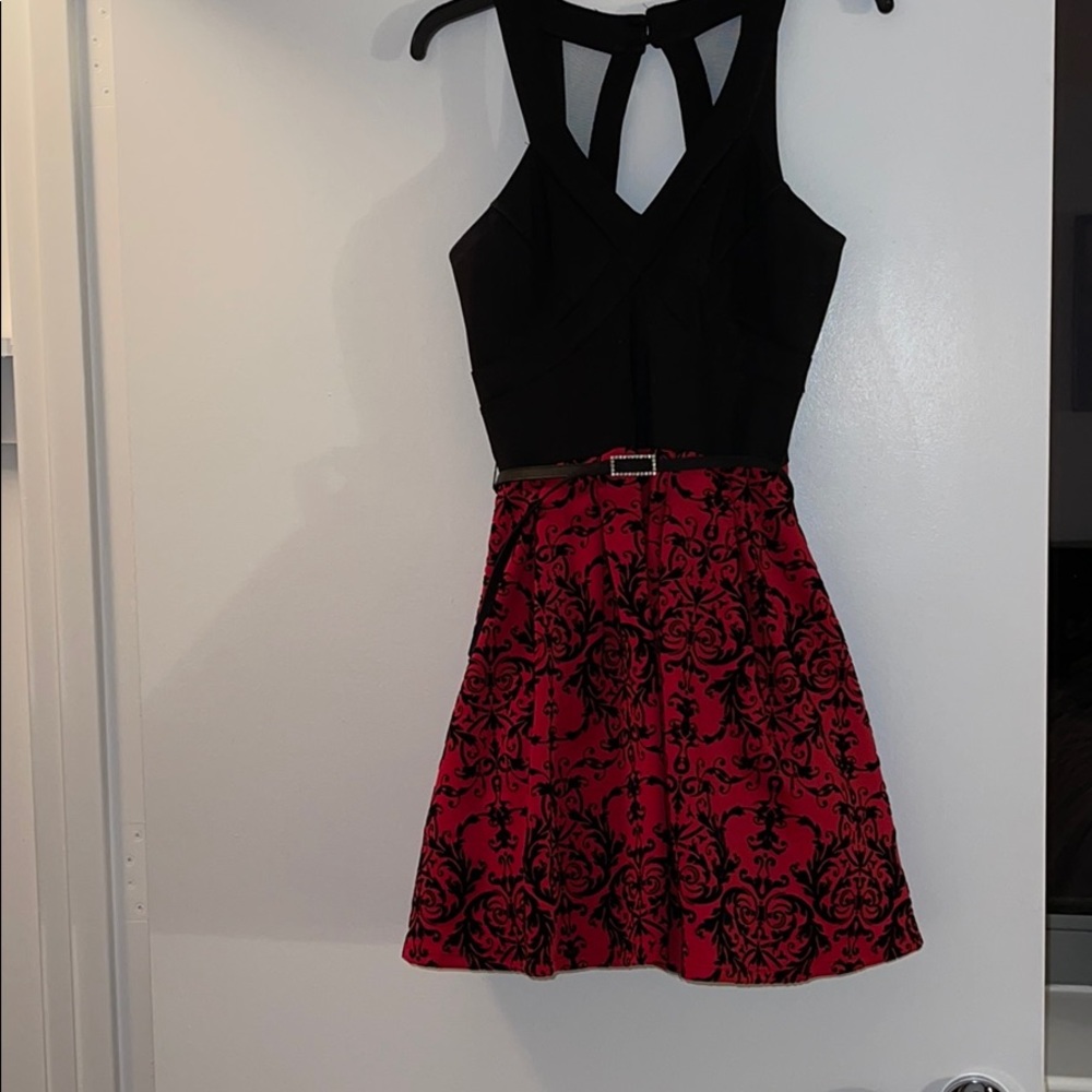 Red and black semi formal dress